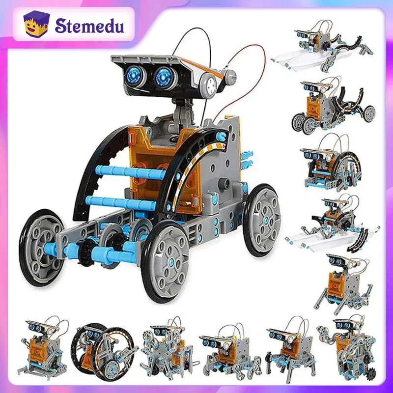Solar Powered Robot Kit 14 In 1 - Zestaw STEM 13 w 1: Robot
