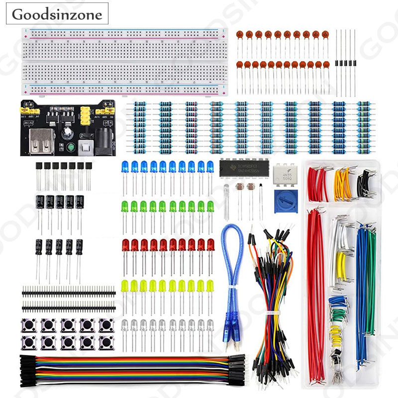 Breadboard Jumper Wires Power Supply Kit - Zestaw startowy elektroniki z zasilaczem, płytą