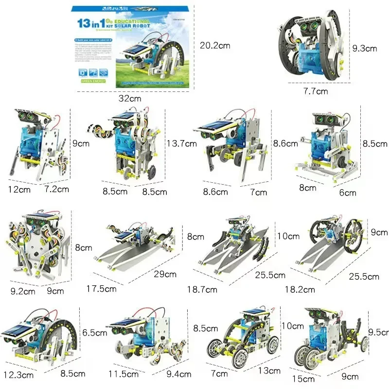 Solar Powered Robot Kit 14 In 1 - Zestaw Robota Solarnego 13 w 1,