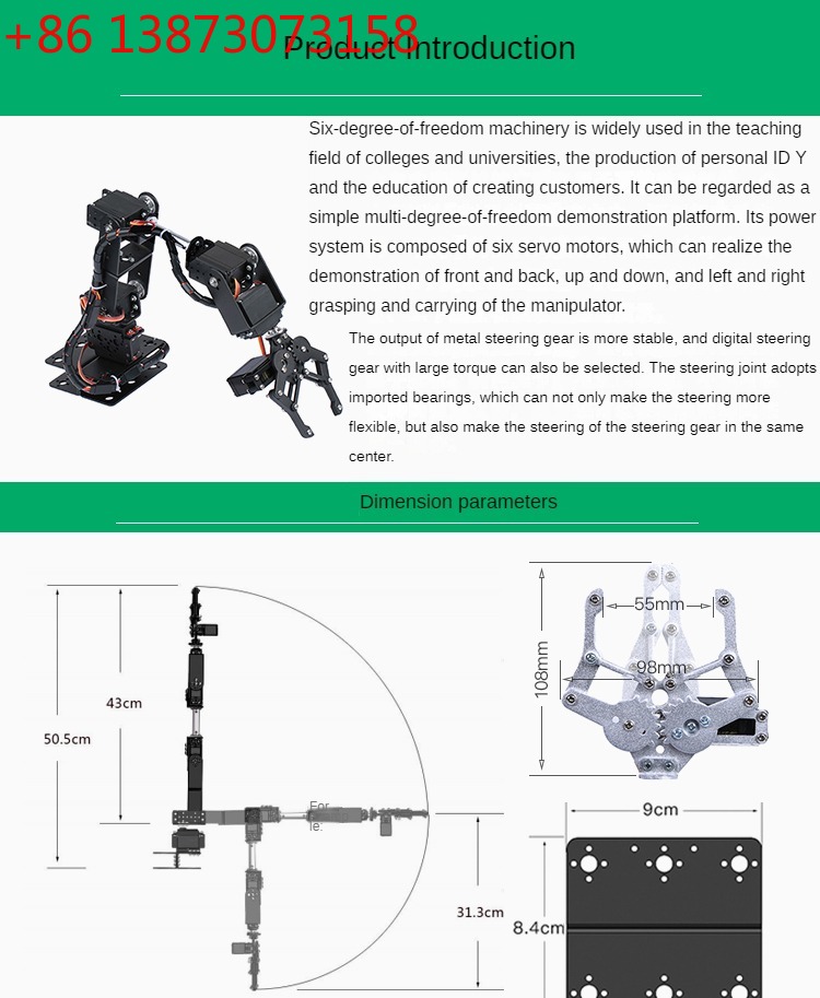 Programmable Robotic Arm Kit Arduino - Robot Sliver 6 DOF z metalowym