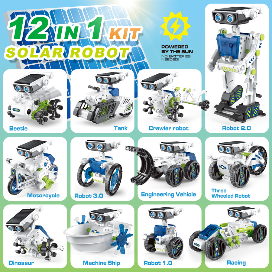 Solar Powered Robot Kit 14 In 1 - 21/14/7 w 1 Zestaw do eksperymentów