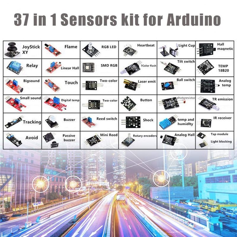 ABKN - Zestaw modułów czujniko – Arduino Sensor Kit 37 Modules Starter recenzja i cena