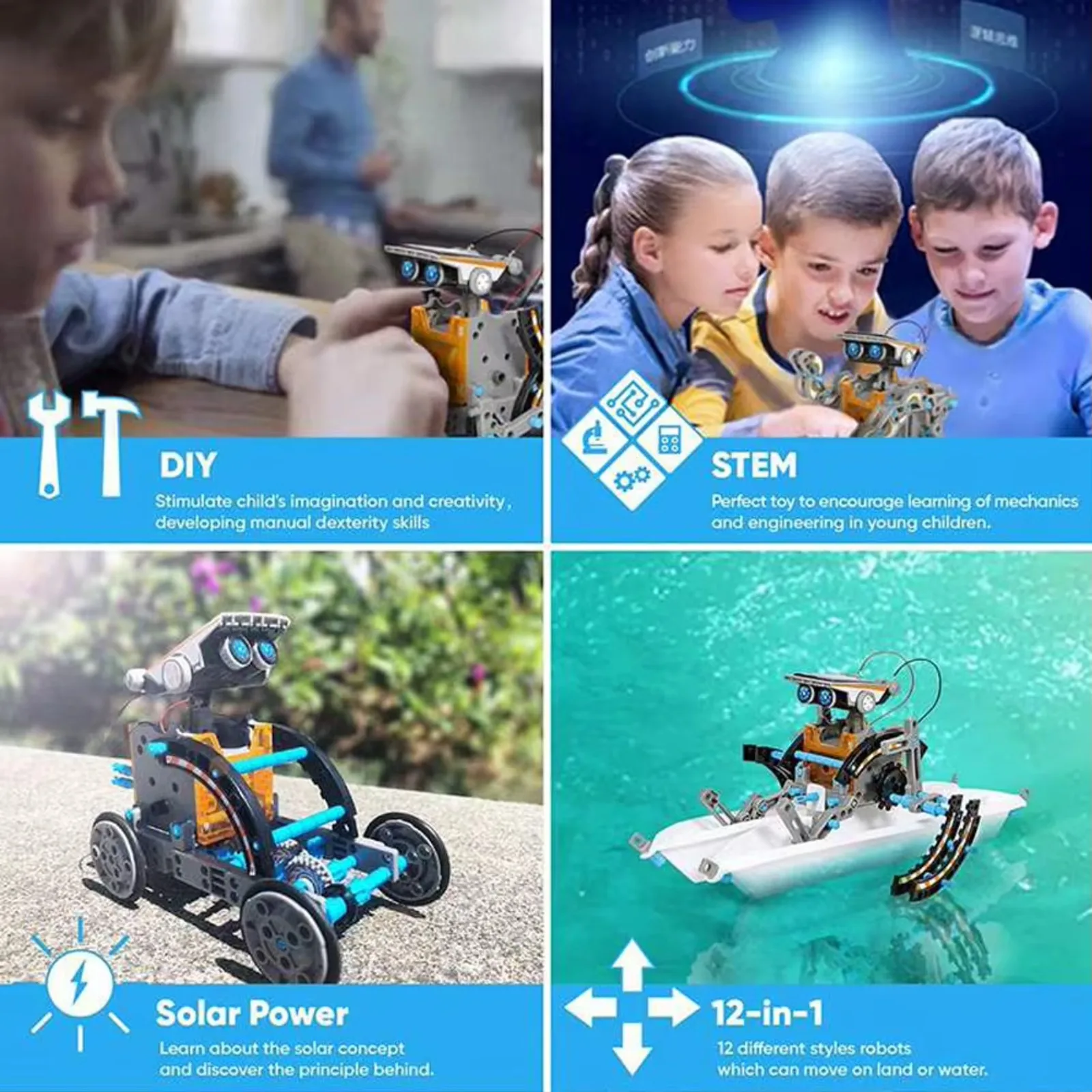 13 w 1 Zestaw Naukowy z Robote – Solar Powered Robot Kit 14 In 1 recenzja i cena